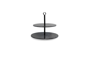 Etagère 2-laags marmer zwart ø30 x h26 cm
