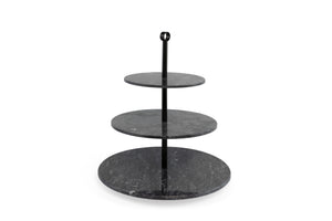 Etagère 3-laags marmer zwart ø30 x h37 cm