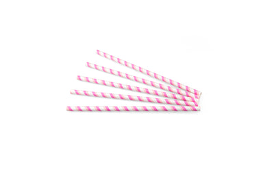 Trinkhalm Papier gestreift rosa-weiß ø 8 mm / 24cm