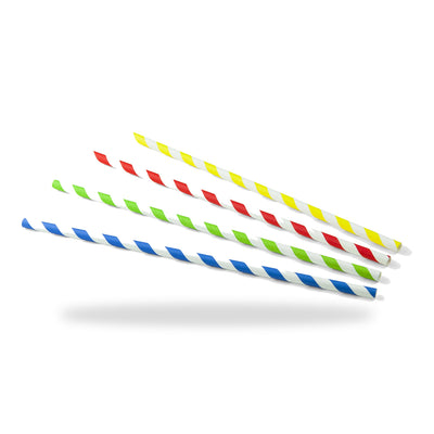 Trinkhalm Papier gestreift farblich sortiert ø 6 mm / 23cm