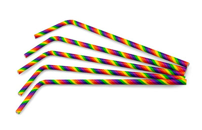 Biegsamer Papierstrohhalm Regenbogen ø 6 mm / 24cm