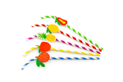 Knickhalm Papier gestreift sortiert mit Frucht ø 6 mm / 24cm