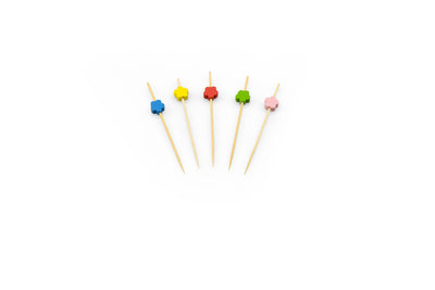 Prikker bamboe met bloem assorti 90 mm