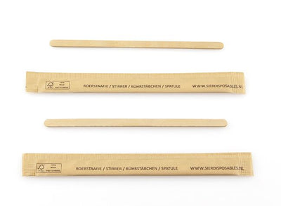Rührstab Holz einzeln in Papier verpackt 110 x 5 x 1 mm