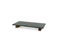 Serveerplateau marmer groen, houten voet 40 x 20 x h5 cm