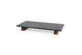Serveerplateau marmer zwart, houten voet 40 x 20 x h5 cm