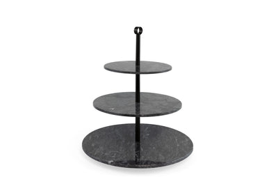 Etagere 3-stufig Marmor schwarz ø30 x h37 cm